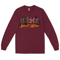 Burgundy halloween home sweet home Long Sleeve Tee - BundleAndBundleShop