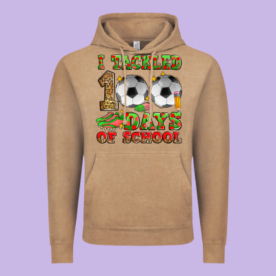 I Tackled 100 Days Of School Soccer Vintage Hoodie Designed By Zillion Design Studio