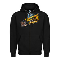 Black Compact Track Loader Zipper Hoodie - LillyAllenDesigns