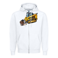 White Compact Track Loader Zipper Hoodie - LillyAllenDesigns