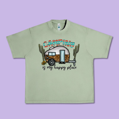 Camping Is My Happy Place Urban Heavy Tee Designed By Cowhidedigitalart