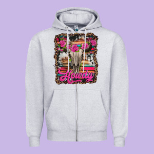 Howdy Valentine's Day Bull Skull Zipper Hoodie Designed By Jasminsmagicworld