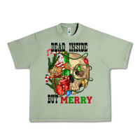 Oil Green Dead İnside But Merry Human Skull Urban Heavy Tee - FaDigitalArtStudio