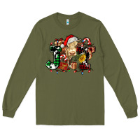 Army Green joy and cow christmas candies and letters Long Sleeve Tee - AdoDesignShop