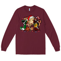 Burgundy joy and cow christmas candies and letters Long Sleeve Tee - AdoDesignShop