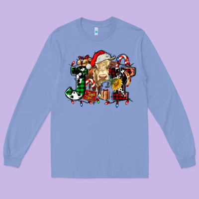 Joy And Cow Christmas Candies And Letters Long Sleeve Tee Designed By Adodesignshop