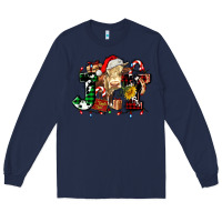 Navy joy and cow christmas candies and letters Long Sleeve Tee - AdoDesignShop