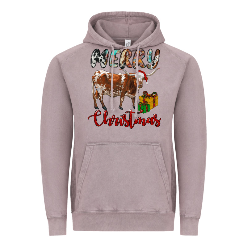 Texas Longhorn Merry Christmas Vintage Hoodie by RanaPortraitStore | Teevron