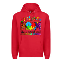 Red autism mom like a normal mom except much stronger Premium Hoodie - Artiststas