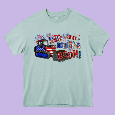 Red White And Boom Heavy Core Tee Designed By Artiststas