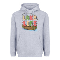 Heather Grey lake life Heavyweight Hoodie - MaliasSmallBusiness