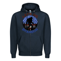 Navy let's go brandon bigfoot Zipper Hoodie - Jasminsmagicworld