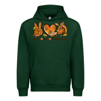 Forest Green Peace Love Thanksgiving Urban Hoodie - texasbilliewilder