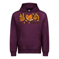 Mauve Wine Peace Love Thanksgiving Urban Hoodie - texasbilliewilder
