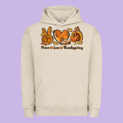 Peace Love Thanksgiving Urban Hoodie Designed By Texasbilliewilder