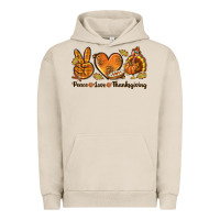 Pigment French Oak Peace Love Thanksgiving Urban Hoodie - texasbilliewilder