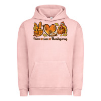 Pigment Salmon Peace Love Thanksgiving Urban Hoodie - texasbilliewilder