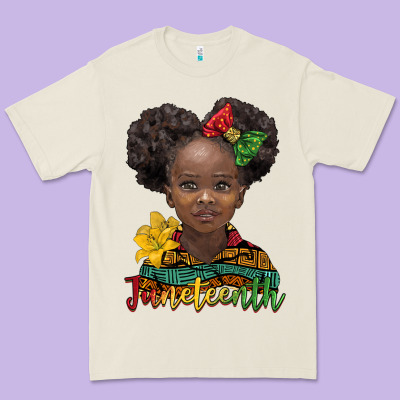 Juneteenth African Girl Premium Tee Designed By Barkaloodesign