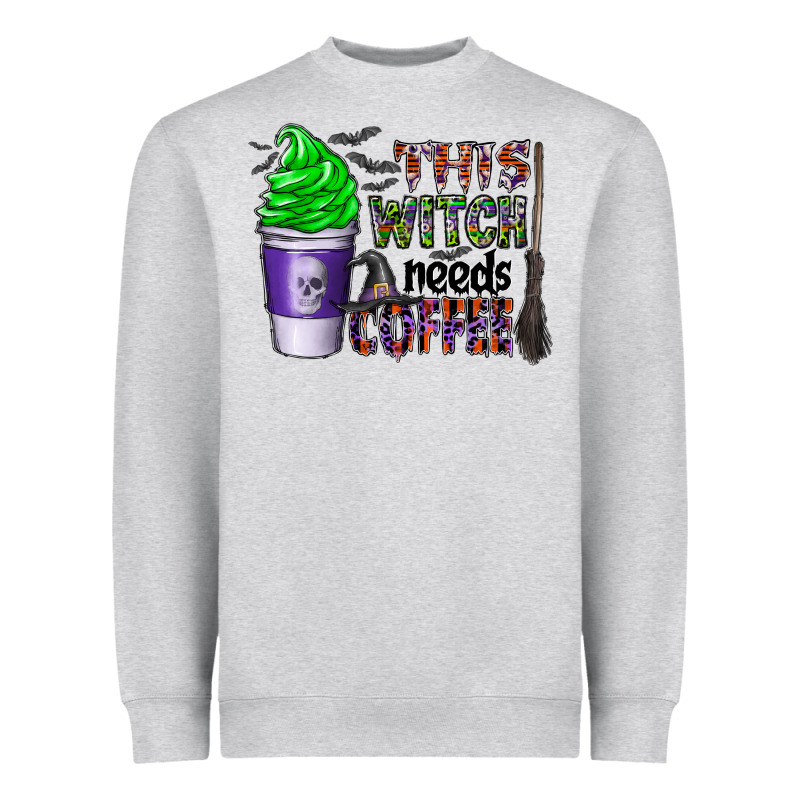 This Witch Needs Coffee Heavyweight Sweatshirt by CowhideDigitalArt | Teevron