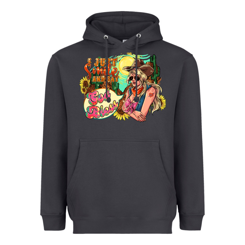 I Just Smile And Say God Bless Heavyweight Hoodie by NancyCooperArtShop | Teevron