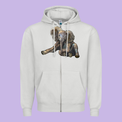 Baby Elephant Zipper Hoodie Designed By Lillyallendesigns