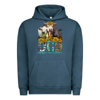 Pigment Midnight Navy Obsessive Cow Disorder with Cows Urban Hoodie - texasbilliewilder