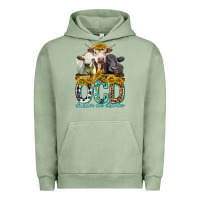Pigment Oil Green Obsessive Cow Disorder with Cows Urban Hoodie - texasbilliewilder