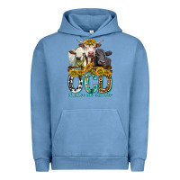 Pigment Pebble Blue Obsessive Cow Disorder with Cows Urban Hoodie - texasbilliewilder