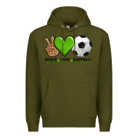 Army Green peace love soccer Premium Hoodie - AdoDesignShop
