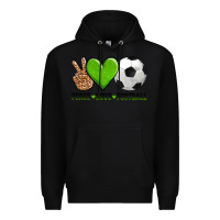 Black peace love soccer Premium Hoodie - AdoDesignShop