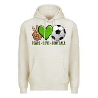 Oatmeal Heather peace love soccer Premium Hoodie - AdoDesignShop