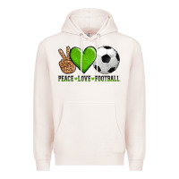 Pale Pink peace love soccer Premium Hoodie - AdoDesignShop