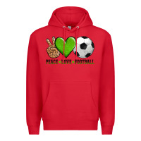 Red peace love soccer Premium Hoodie - AdoDesignShop