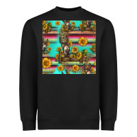 Black sunflowers donkey seamless pattern Heavyweight Sweatshirt - HRA Design Shop