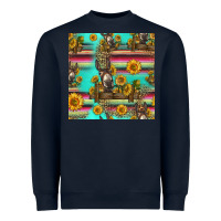 Navy sunflowers donkey seamless pattern Heavyweight Sweatshirt - HRA Design Shop