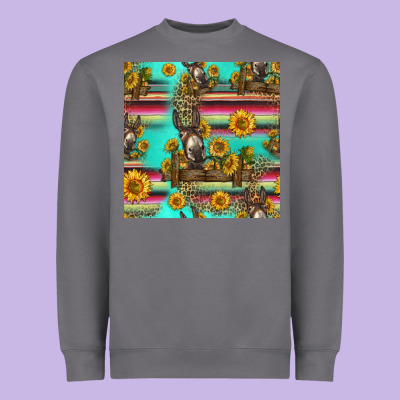Sunflowers Donkey Seamless Pattern Heavyweight Sweatshirt Designed By Hra Design Shop