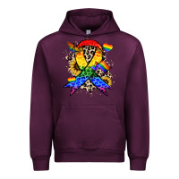 Mauve Wine Pride ribbon Urban Hoodie - NancyCooperArtShop