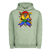 Pigment Oil Green Pride ribbon Urban Hoodie - NancyCooperArtShop