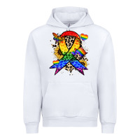 White Pride ribbon Urban Hoodie - NancyCooperArtShop