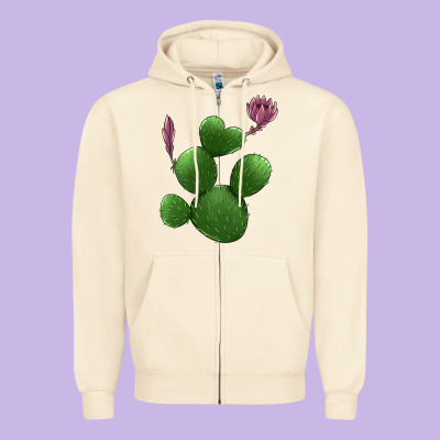 Heart Cactus Zipper Hoodie Designed By Jasminsmagicworld
