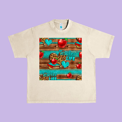 Teacher Life Seamless Pattern Urban Heavy Tee Designed By Hra Design Shop