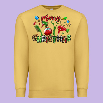 Merry Christmas Hair Dresser Premium Sweatshirt Designed By Maliassmallbusiness