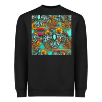 Black western turquoise thunderbird seamless pattern Heavyweight Sweatshirt - HRA Design Shop