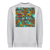 Heather Grey western turquoise thunderbird seamless pattern Heavyweight Sweatshirt - HRA Design Shop