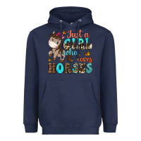 Navy just a girl who loves horses Heavyweight Hoodie - NancyCooperArtShop
