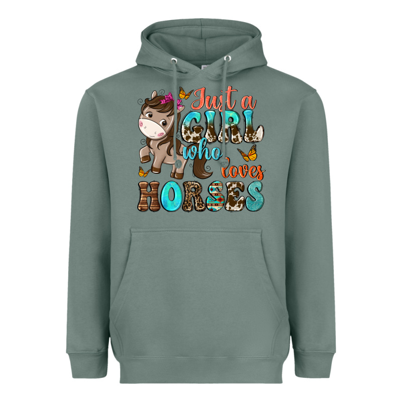 Just A Girl Who Loves Horses Heavyweight Hoodie by NancyCooperArtShop | Teevron