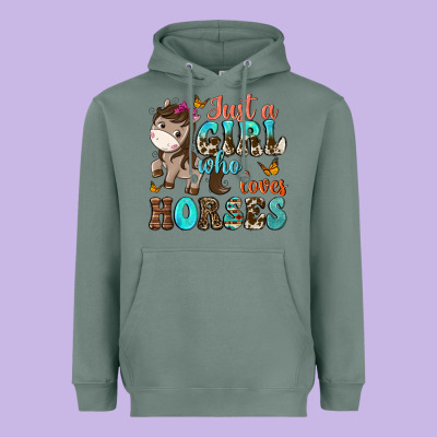 Just A Girl Who Loves Horses Heavyweight Hoodie Designed By Nancycooperartshop