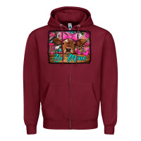 Burgundy be mine valentine's day cow Zipper Hoodie - Jasminsmagicworld