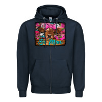 Navy be mine valentine's day cow Zipper Hoodie - Jasminsmagicworld