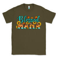 Army Green Blessed Mama Classic Tee - Artiststas